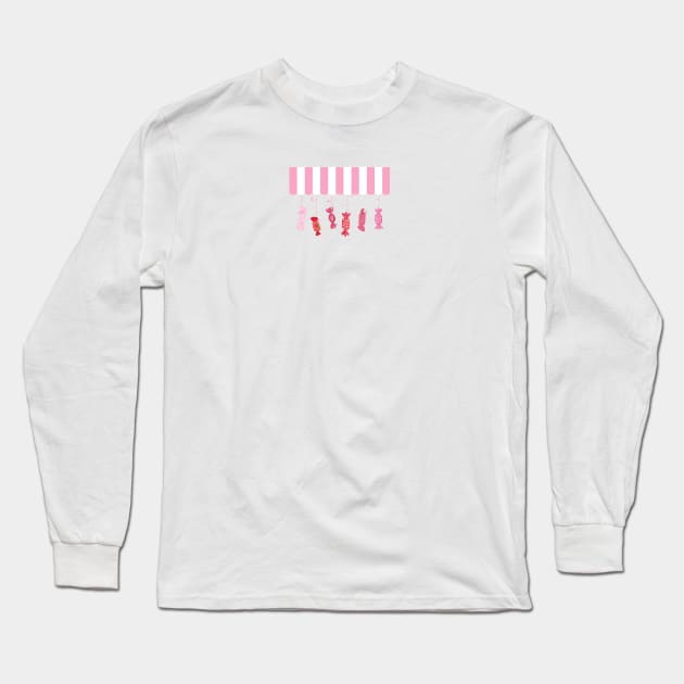 Pink fruity sweet candies. Valentine's Day, candy shop banner Long Sleeve T-Shirt by GULSENGUNEL